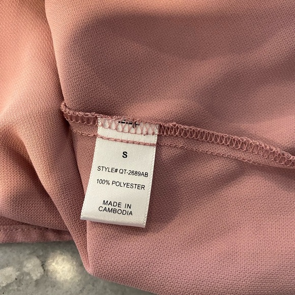 Zenana Premium Size S Dusty Pink Batwing Sleeve Pullover Blouse Pearl Buttons - Picture 13 of 13
